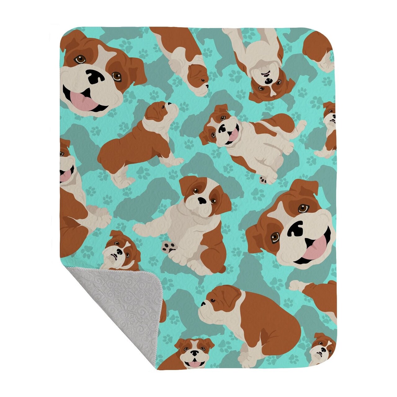 Edge Collections - 50" x 60" - Multicolor - Quilted Blanket English Bulldog Artwork Pattern Soft Lightweight - 1 Piece